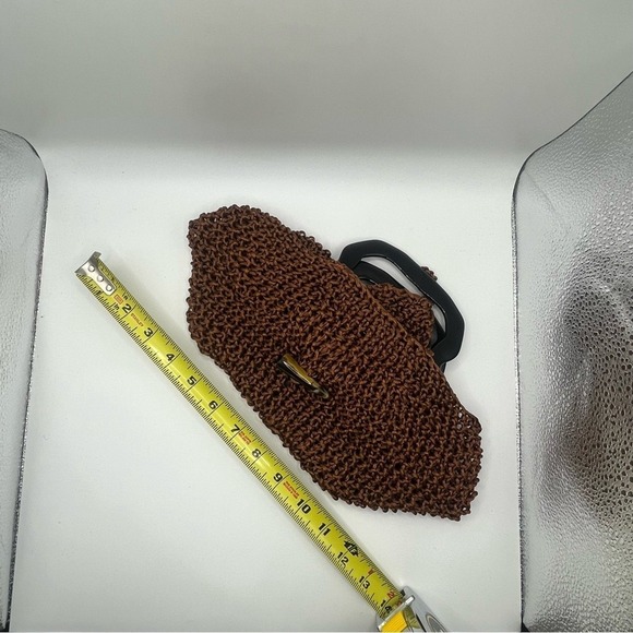 Handmade Brown Boho Crochet Tote/Bag | Vintage Style Clutch Purse - Picture 5 of 9